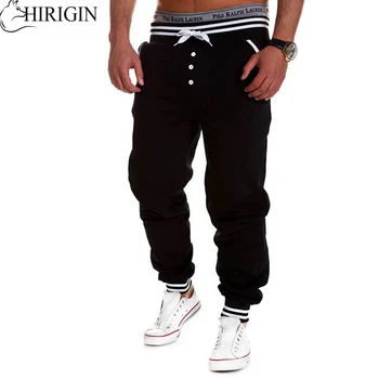 

HIRIGIN 2017 Male Trousers Mens Joggers Solid Pants Sweatpants Men Pants Hip Hop Harem Joggers Pants