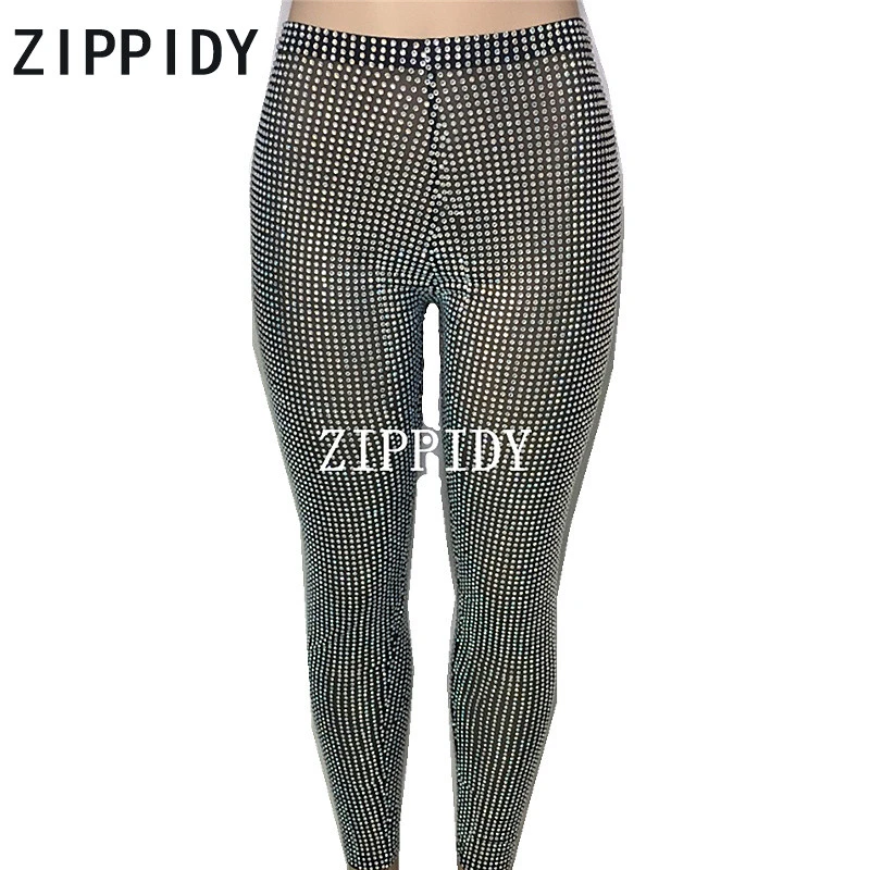 Pantalon Scintillant Pour Femme Tenue De Fete D Anniversaire Discotheque Chanteur De Bar Danse Sexy Cristaux Perspective Aliexpress