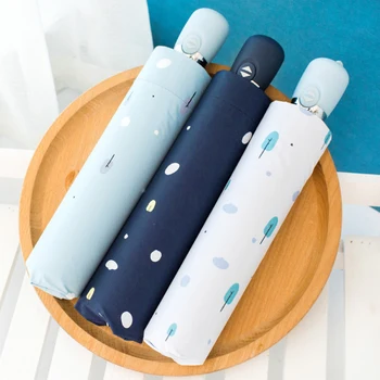 

Outdoor Sunny and Rainy UV Protection Parasol Umbrella Compact Windproof for Women Full-Automatic Three-Folding Umbrellas