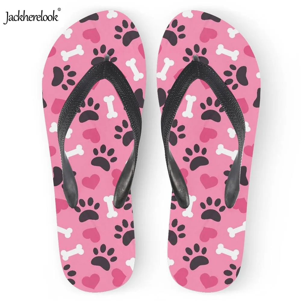 

Jackherelook Pink Paw Fashion Design Women's Summer Flip Flops House Casual Slippers for Teenage Girls Flat Slip-on Sandals 2019