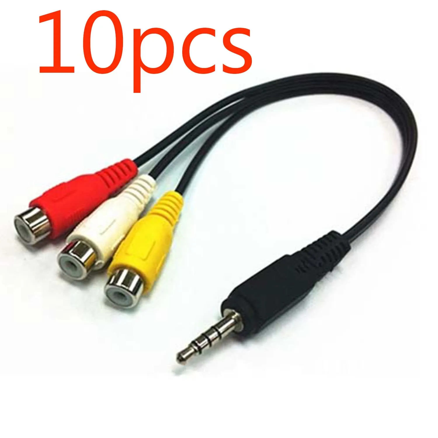 10pcs 3 RCA 3rca Female to 3.5MM Jack M/F Video Audio Cable Adapter 1feet | Электроника