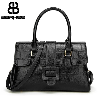 

BARHEE 2018 Luxury Women Large Leather Handbag Totes Crocodiles Ladies Shoulder Bags Big Elegant Fashion Hand Bag Pillow Black