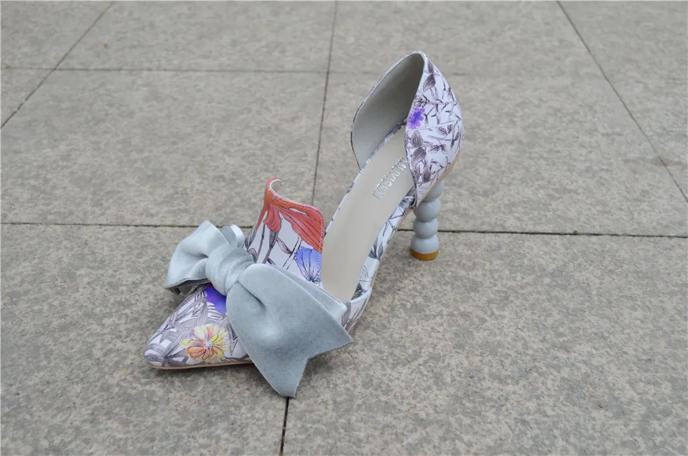 Женская обувь; бархатные туфли D'Orsay на высоком каблуке с острым носком и бантом; туфли для вечеринки с необычным жемчужным каблуком; женские туфли-лодочки; YT02 muyisxi