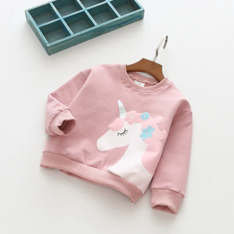 

Winter Autumn New Children Thick Long Sleeve Cotton Hoodie Casual Unicorn for Girls Boys Kids Pink Gray Dark Green