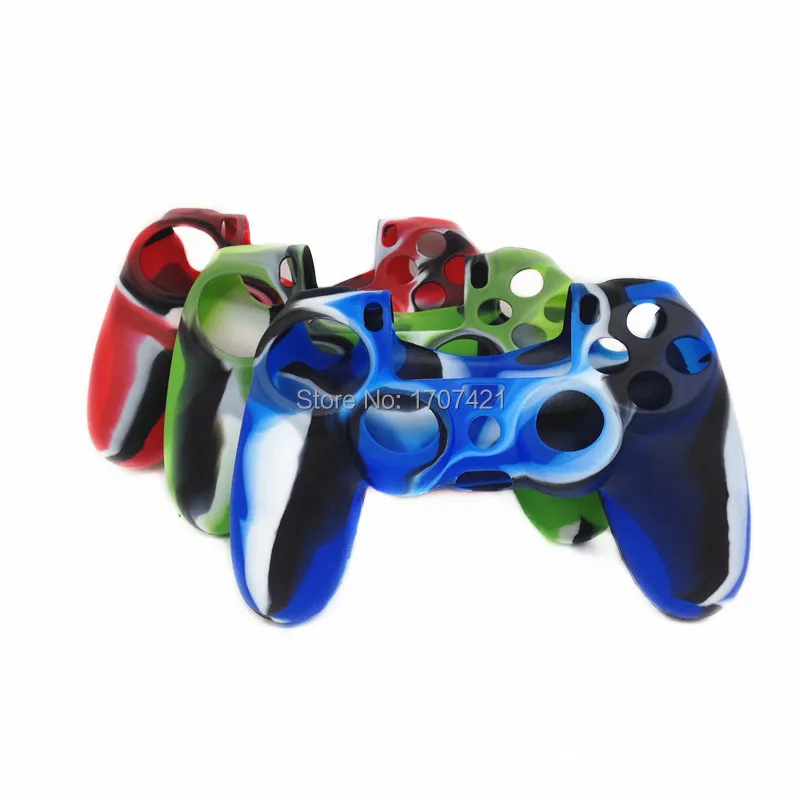 20 штук камуфляж силиконовая резиновая крышка кожи случае геймпад для PS4 для Playstation 4 тонкий поляризационный фильтр PRO контроллер Беспроводной протектор