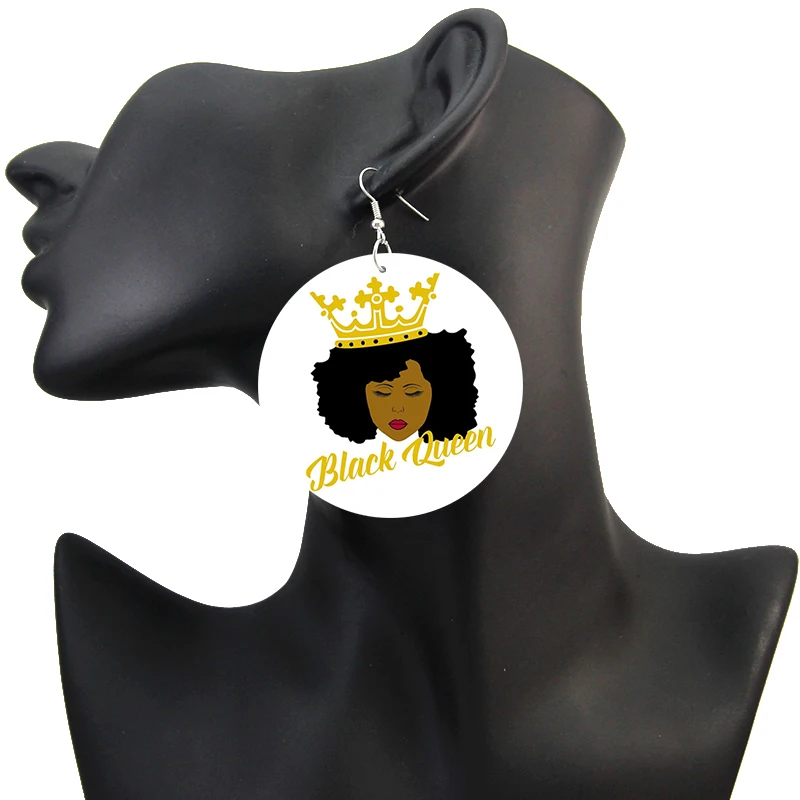 SOMESOOR модные афро натуральные волосы деревянные висячие серьги африканская DNA карта Черная Королева меланин поппин серьги женские подарки 6 пар