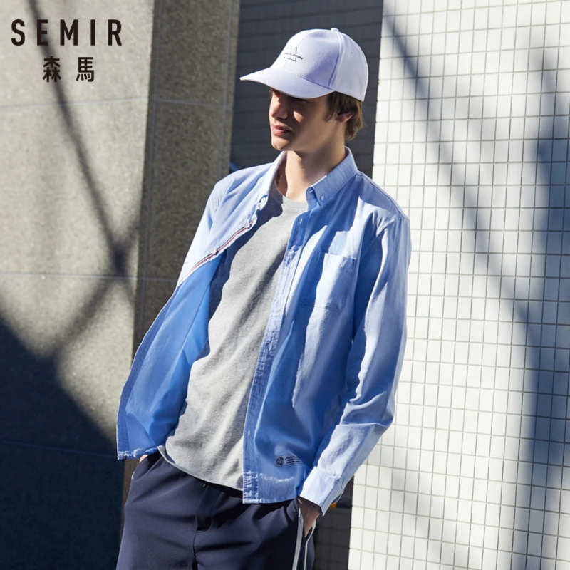 SEMIR Мужская классическая рубашка оксфорд с отложным воротником мужская