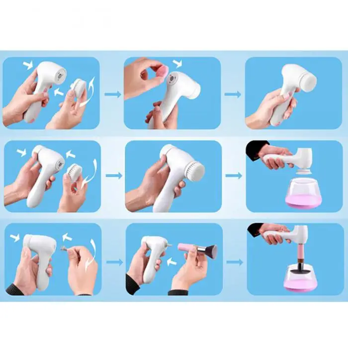 Facial Cleansing Brush Waterproof Rechargeable Face Spin Brush with 3 Heads OA66