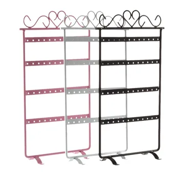 

48 Hole Earrings Ear Studs Display Rack Metal Jewelry Holder Stand Organizer Showcase pink 295*160mm for Retail Environment