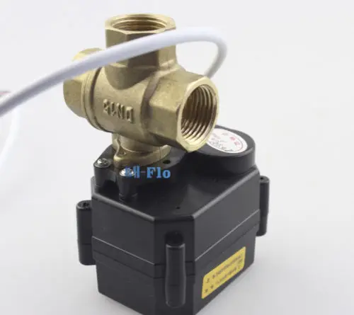 New 1//2/" 3 Way T Port Brass Motorized Ball Valve,DC5V//12V Electrical Ball Valve