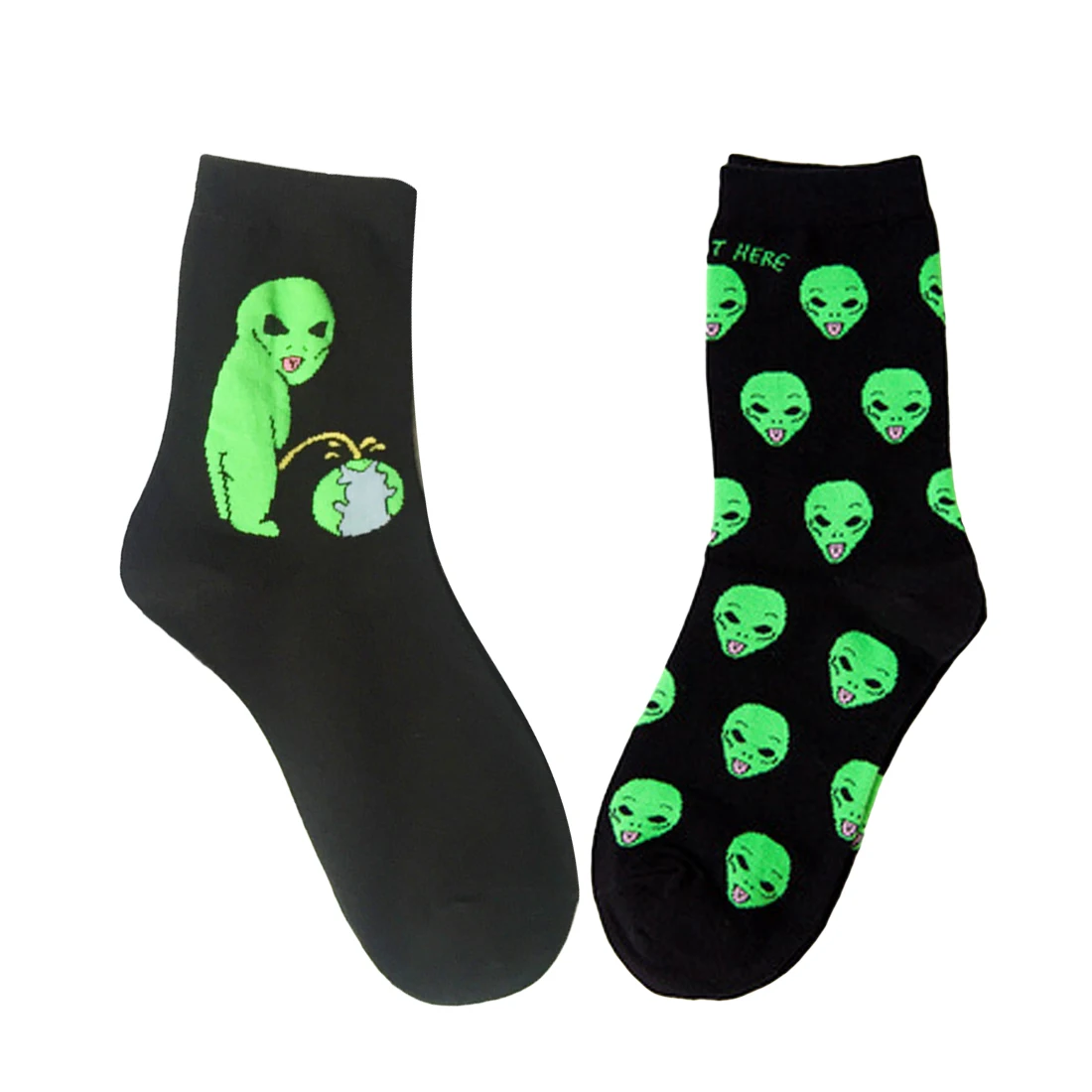

1 Pair High Quality Unisex Cartoon Cat Funny Alien Planet Comfortable Autumn Winter Creative Warm Cotton Halloween Party Socks