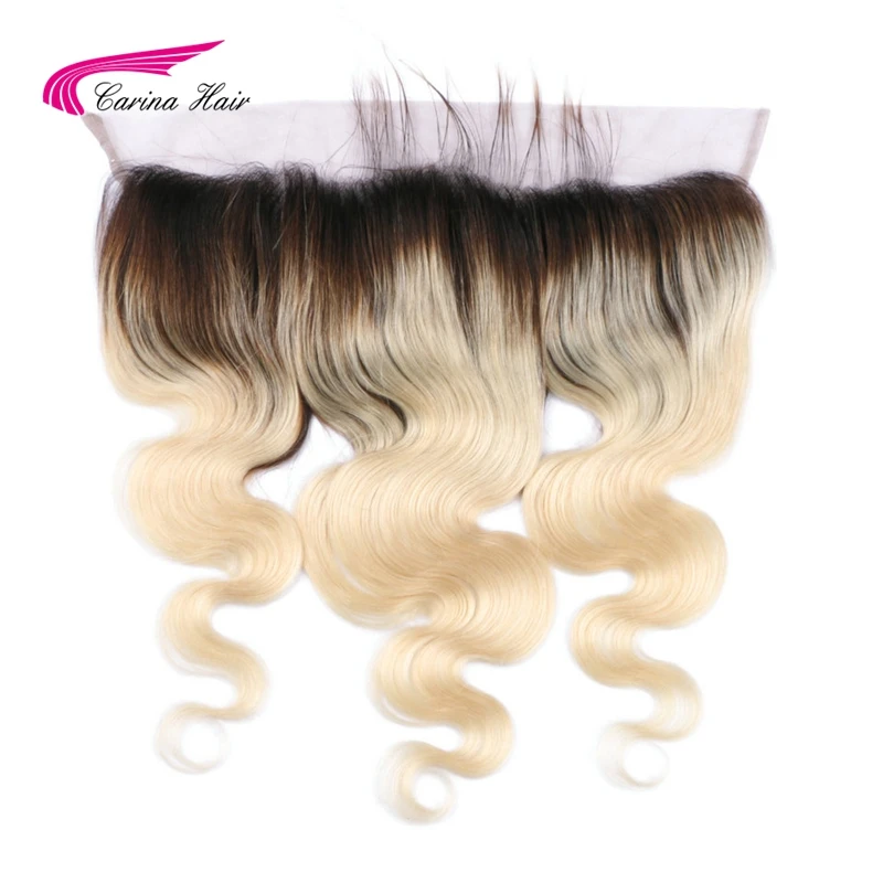 Carina Hair Brazilian Remy Human Hair Ombre 1b/613 Blonde 13*4 Lace Frontal Closure Ear to Ear Body Wave Swiss Lace Baby Hair brazilian-body-wave-frontal