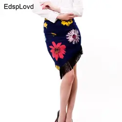 Edsplovd оригинальный Дизайн Для женщин 2018 г. модные летние packhip цветочным прин юбка с кисточкой подол as355