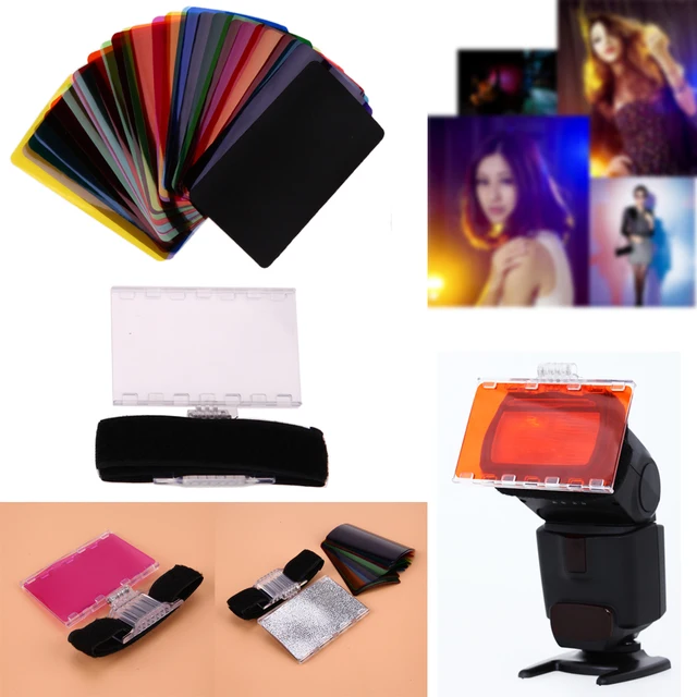 Special Offers 30pcs/lot Colorful Flash Diffuser Lighting Gel Pop Up Filter Camera Flash Filters for Canon Nikon YN56 DSLR Camera Speedlight 
