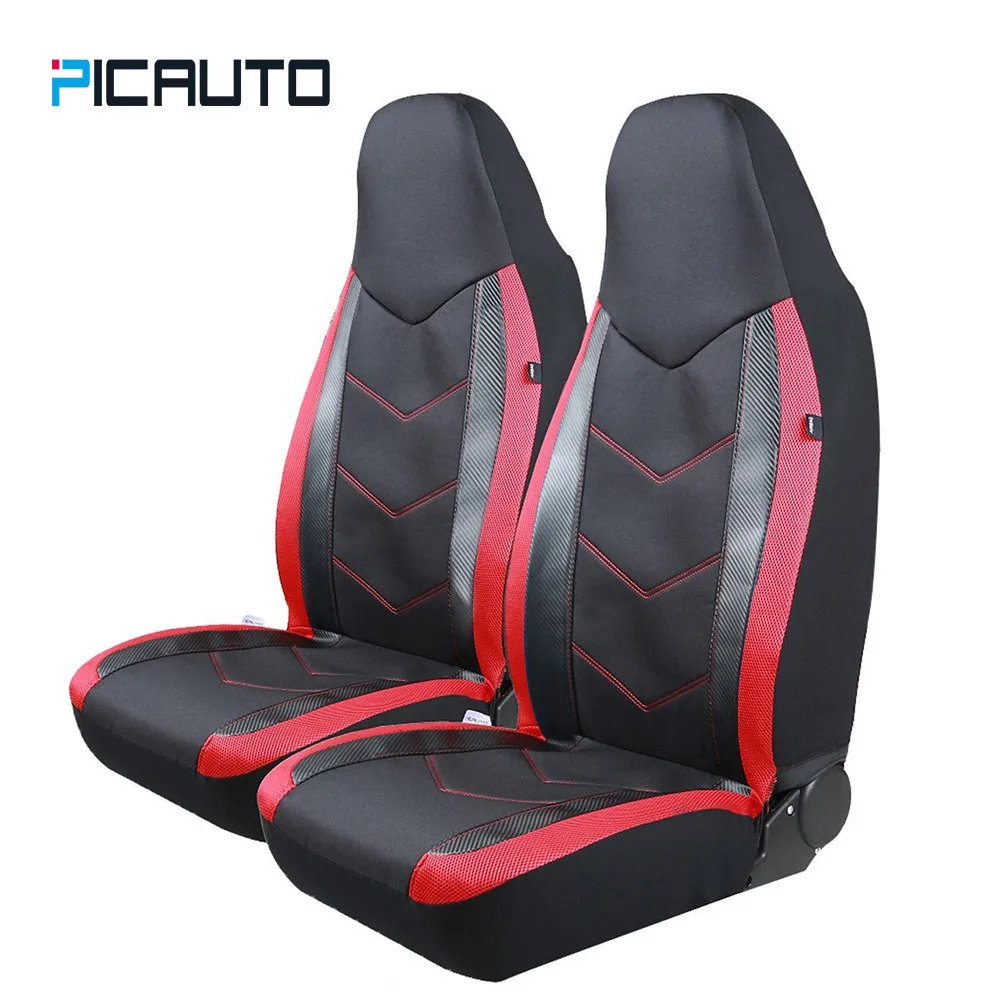 

PIC AUTO Sports Type High Back Seat Covers Universal fit Most Cars/Autos Carbon Fiber Mesh Fabric 3D Splicing Technology Red