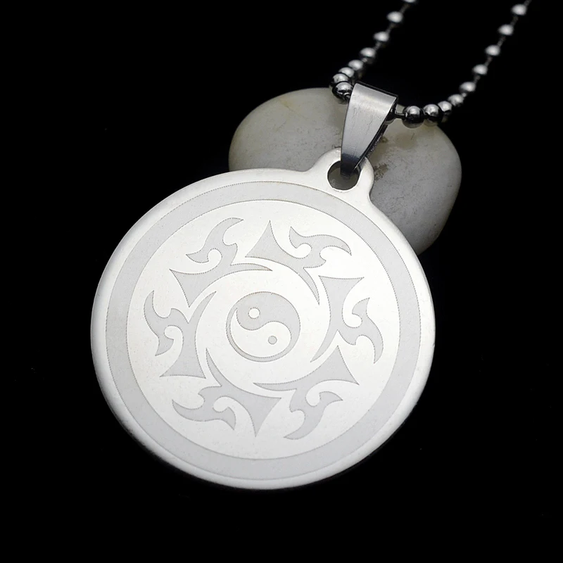 Высоко полированная нержавеющая сталь китайский Tao Tai Ji Chi Yin Yang Круглый талисман