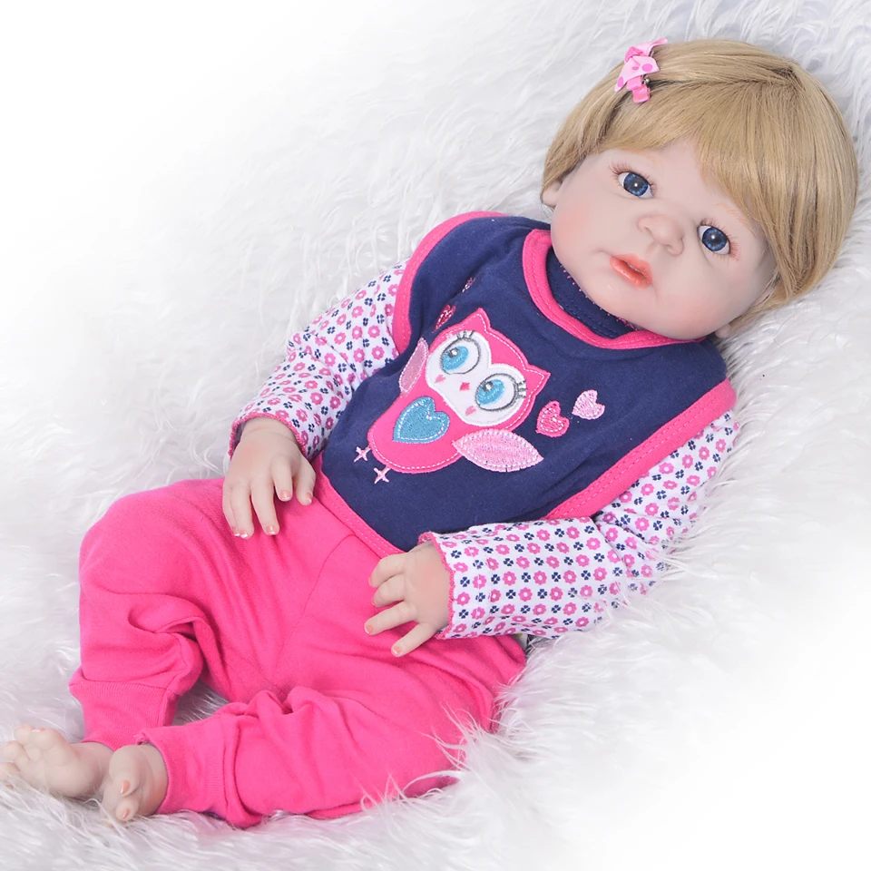 

KEIUMI Wholesale 23'' Doll Reborn Menina Full Silicone Vinyl Realistic Reborn Baby Doll Toys For Kids Playmates Cute Gold Hair