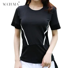 Voobuyla короткий рукав футболки для женщин Йога Спортивные Компрессионные колготки для новорождённых Спортивная Фитнес быстросохнущая бег топы Корре