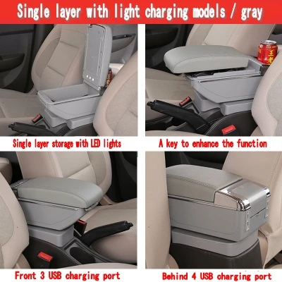 Chery Tiggo 3X подлокотник коробка - Название цвета: Single USB Gray