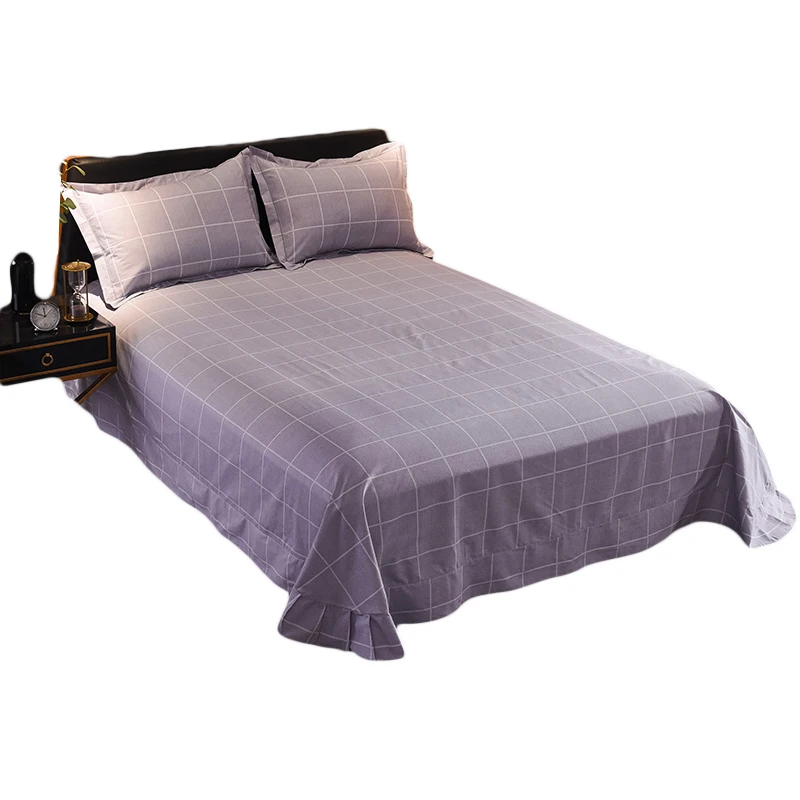 

Purple Small Plaid Pattern Flat Sheet Cotton Bed Sheet For Child Kids Adults Twin Full Queen King Size Mattress Protector Cover