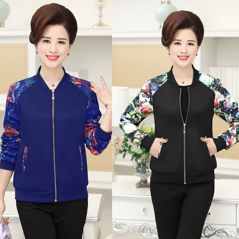 

2019 New autumn short Ladies jacket Large size Middle age women clothes Long sleeve coat jacket Leisure fashion Tops 5XL 2214