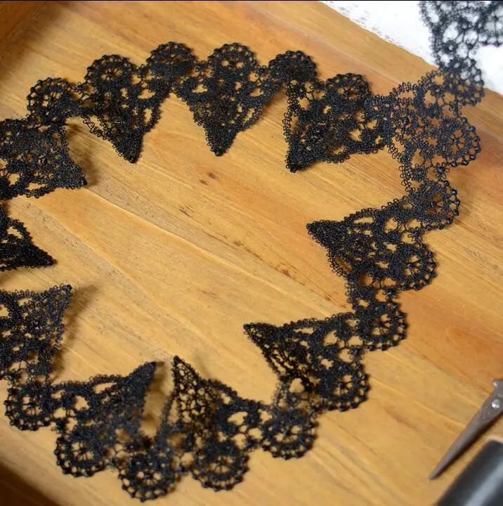 3 Meters 5.5cm Width Black Color Lace Trimmings Embroidered Net Lace Trim Sewing Lace Ribbon -in