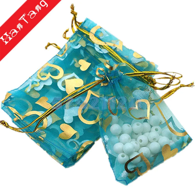 

50Pcs 9 X 12cm Organza Bag Wedding Favor Jewelry Packaging Gifts Heart-shaped Pouch Drawing Bags Wedding Souvenirs 5ZSH324-50