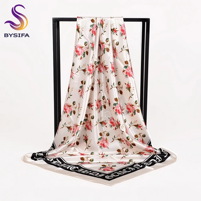 Best Price Winter Black White Ladies Silk Scarf Hijab New Chinese Roses Pattern Satin Square Scarves Wraps Spring Autumn Muslim Head Scarf Best Price Winter Black White Ladies Silk Scarf Hijab New Chinese Roses Pattern Satin Square Scarves Wraps Spring Autumn Muslim Head Scarf