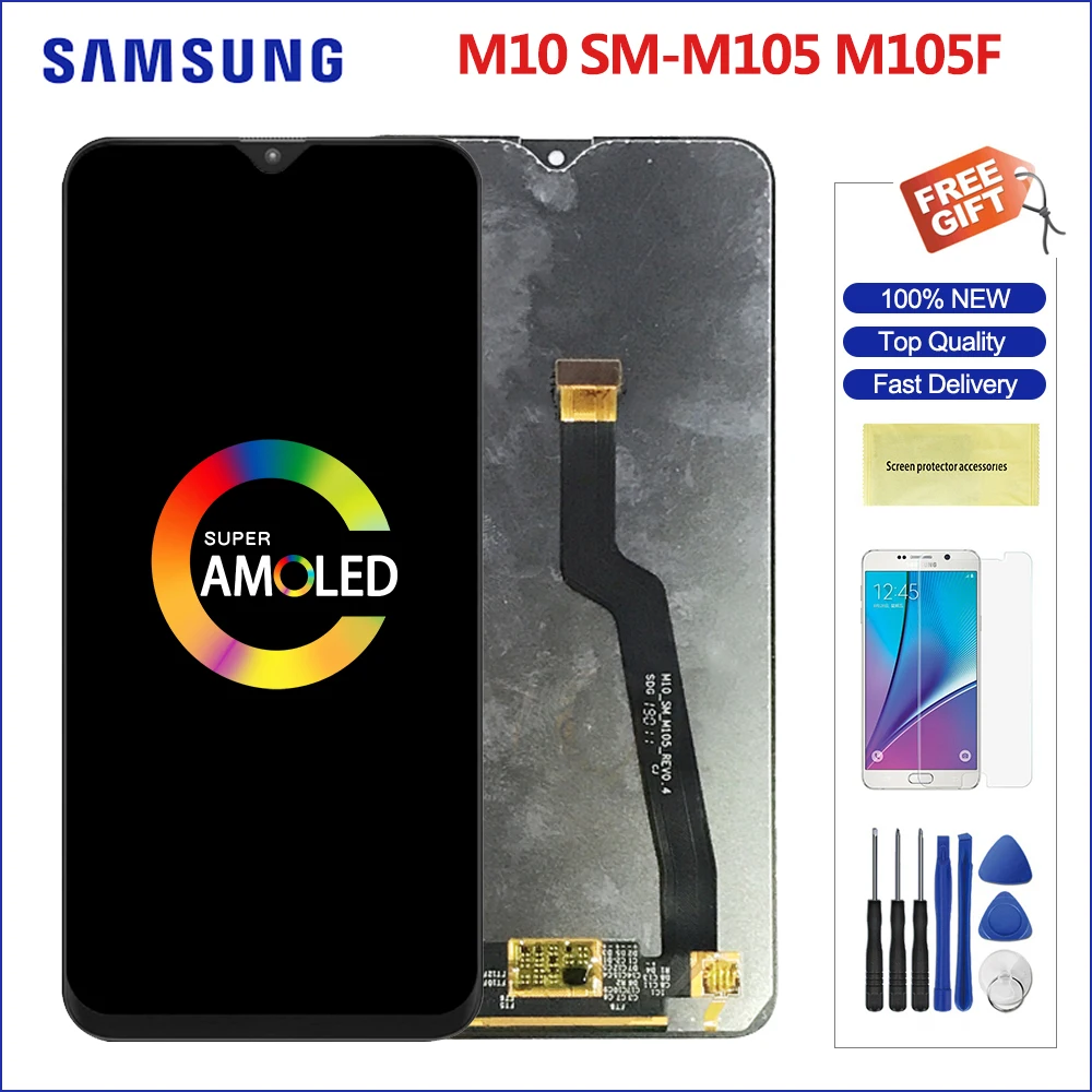 

samsung m105 lcd M10 2019 display super AMOLED touch screen repair replacement for galaxy SM-105 M105F M105G/DS with frame