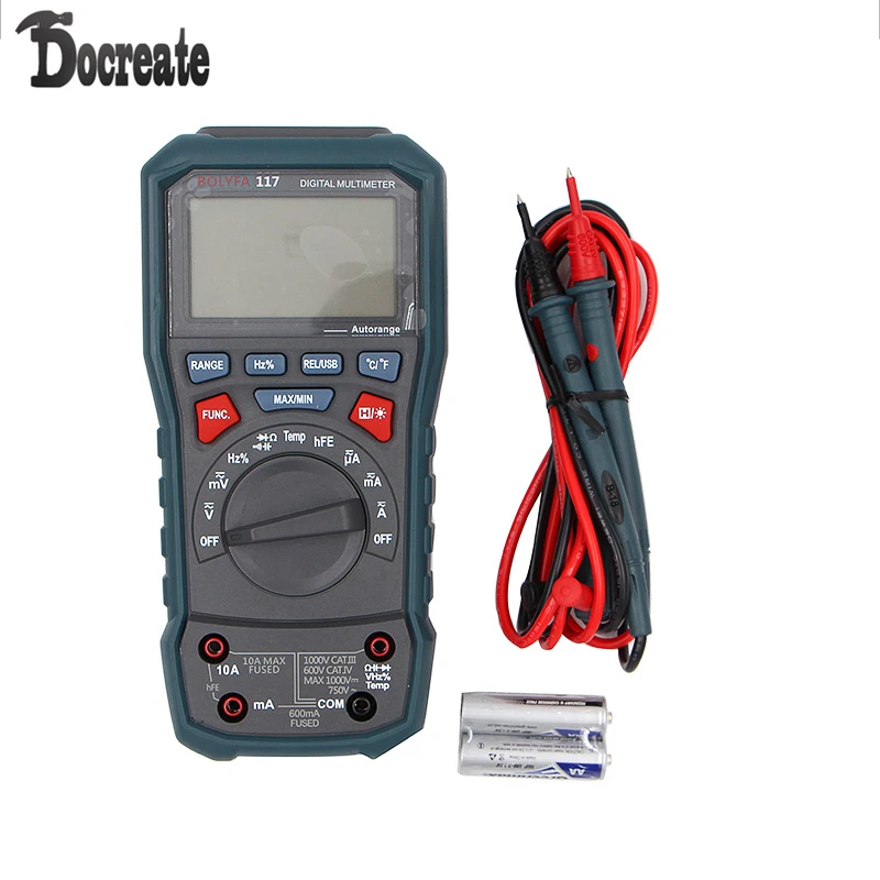 

True RMS Professional Digital Multimeter AC/DC Current AC/DC Voltage Resistance Capacitance Frequency Continuity Trans