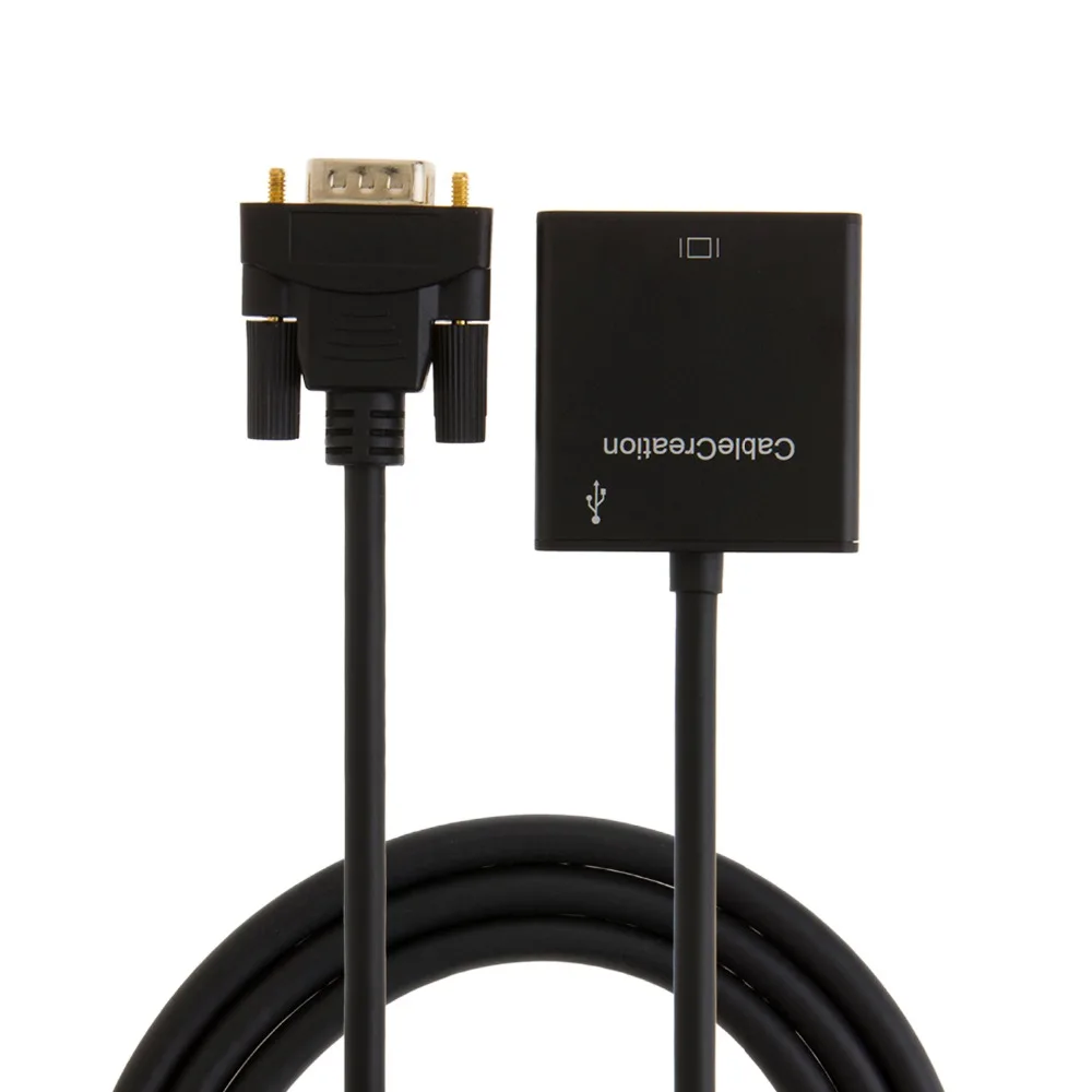 VGA к HDMI,(3.3FT) VGA к HDMI кабель конвертера с Micro USB кабель для аудио, поддержка видео и аудио, черный