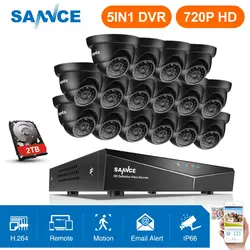 SANNCE 720 P 16CH HD 1080N 5 в 1 видеорегистратор CCTV Системы 16 шт 1280*720 P ИК IP66 Открытый камеры 1.0MP комплект видеонаблюдения