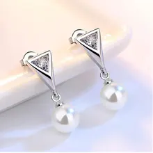 Anenjery, новая мода, 925 пробы, серебро, имитация жемчуга, циркон, серьги-гвоздики для женщин, букле d'oreille femme, S-E244