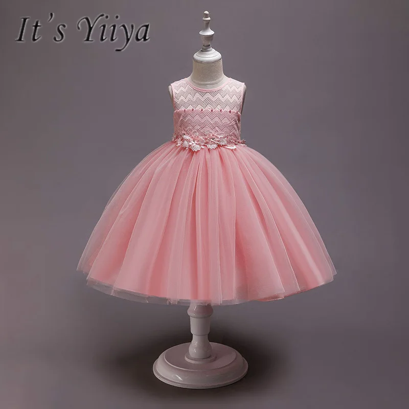 

It's YiiYa Flower Girl Dresses Pink / Champagne Sleeveless Floor Length Girls Pageant Dresses Vestidos De Noches Para Ninas 7931