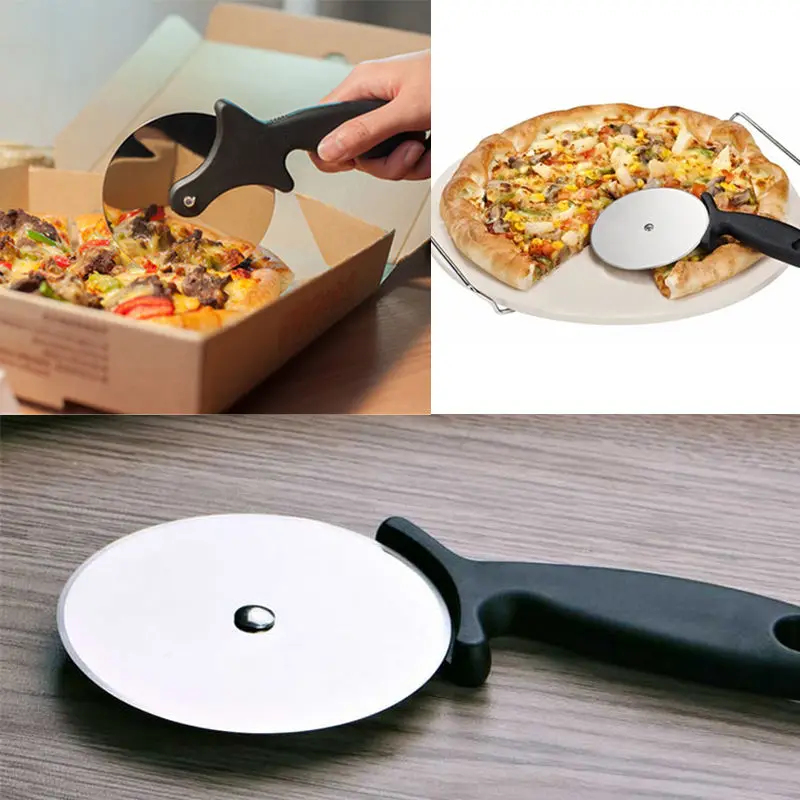 New Stainless Steel Pizza Cutter Wheels Slicer Cake Round Knife Cooking