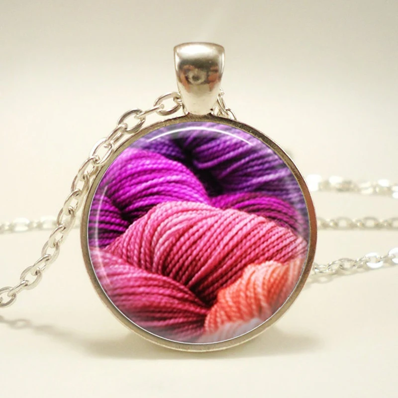 Yarn Necklace Pendant Wearable Art Knitting Jewelry Yarn Jewelry Glass