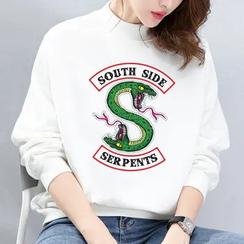 

New Korean Style Snake Animal Print Kpop Sweatshirt Vintage South Side Serpents Hoodies Streetwear Fashion Harajuku Hoody Ladies