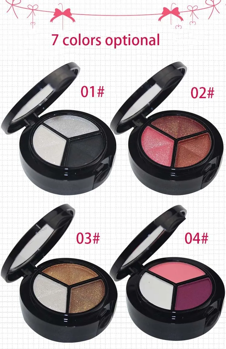 3 цвета Smoky eyeshadow palette Professional glitter eyeshadow shimmer pigment+ кисть+ зеркальный макияж телесные матовые тени для век MOR001