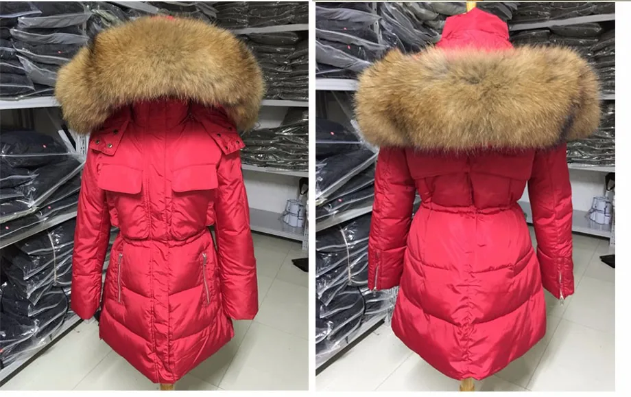 YEYELANA, высокое качество, большой натуральный мех,, зимняя куртка для женщин, натуральный мех енота, воротник с капюшоном, плотное пальто, женская зимняя парка