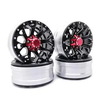 

4Pcs Alloy Beadlock Wheel Rim with Hub for 1/10 RC Crawler Car transmit Receive Unit-4 SCX10 D90
