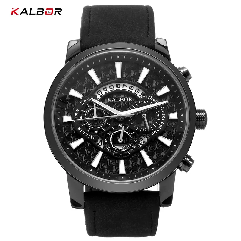 

KALBOR Men Watches Sport Mens wrist watch Suede Leather Brand Luxury Date Clock Male Military Watch 30M Waterproof Men's Gift