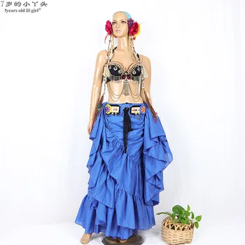 

Women ATS Tribal Belly Dance 100% Cotton Skirt Tribal Bohemia Ladies Gypsy Long Skirt Full Circle Dance Clothes CMM04