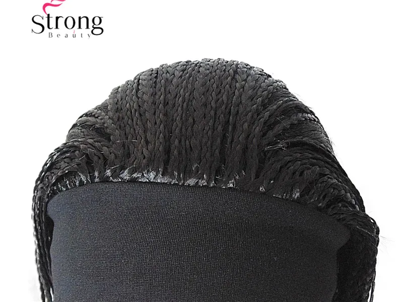 StrongBeauty 24 дюймовый длинный черный плетеный 3/4 парик с головной повязкой из