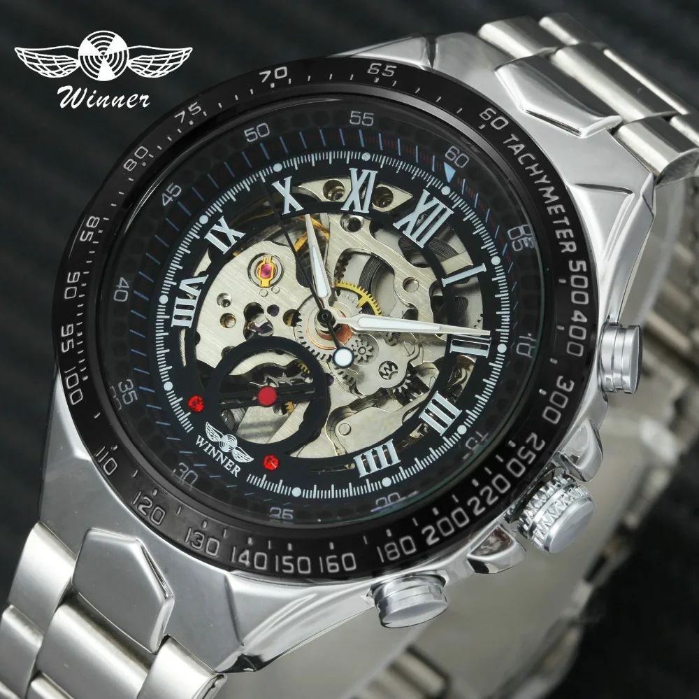 winner men's skeleton watch