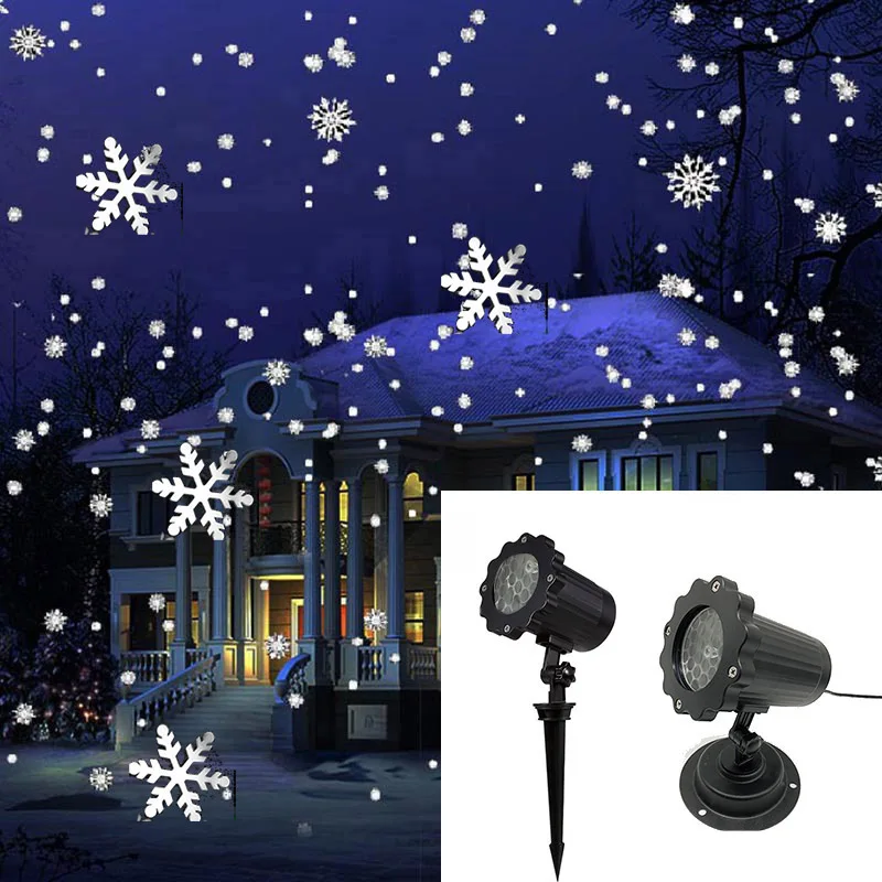 Рождественский снежинка лазерный светильник прожектор с эффектом снегопада IP65 движущийся Снег Открытый сад лазерный проектор лампа для новогодних вечерние Декор