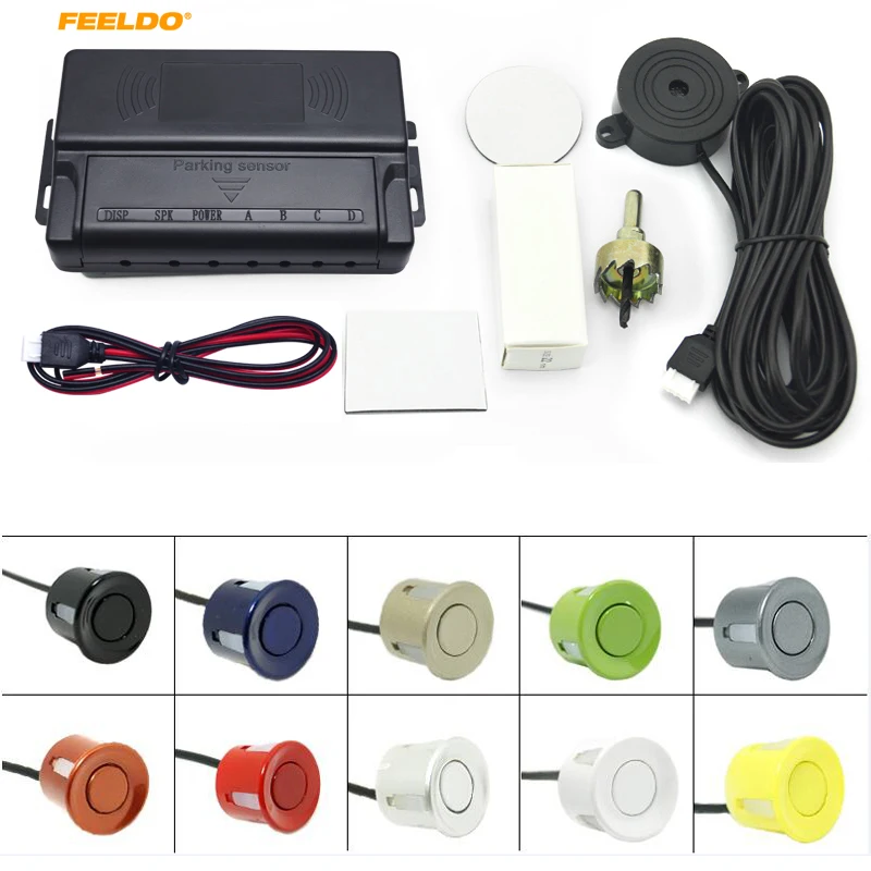 FEELDO 1Set Auto Car 4 Sensors Auto Parking Sensor Reverse Backup Beep