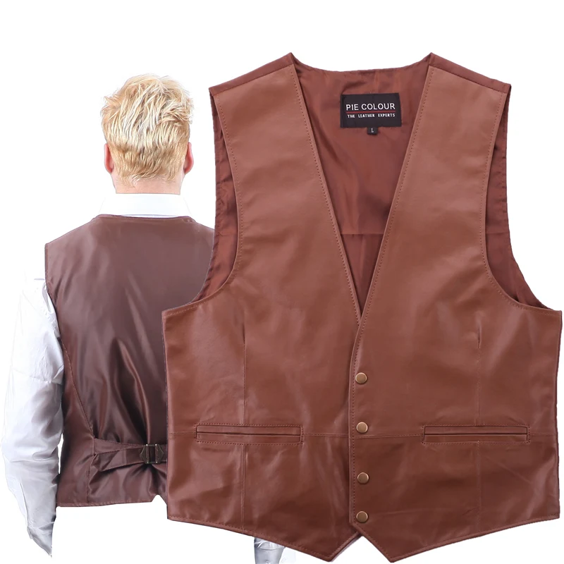 leather Vest Classic Western Cowboy mens Motorcycle Environmental protection new