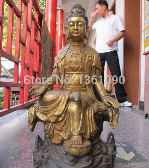 

xd 001312 24"China Temple Bronze Gilded dom Kwan-Yin Bodhisattva Buddha statue