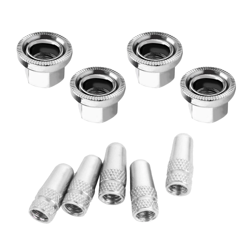 

4Pcs M10 Bicycle Axle Track Nut and Presta Valve Cap Dust Cover Bicycle Parts Bike Accessories for MTB Road Mountain Bike Hub
