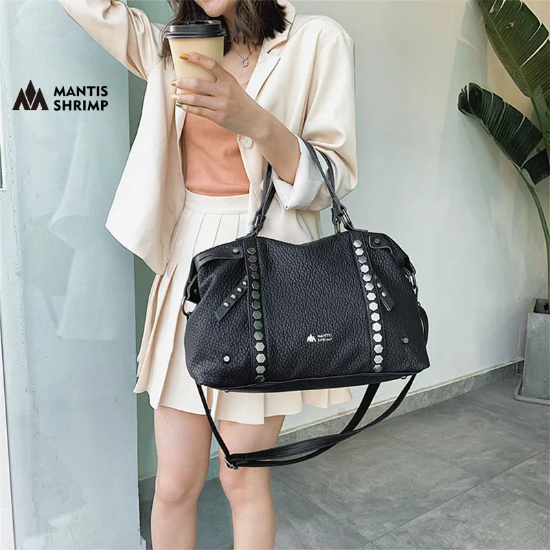 

Genuine Leather Women Bags Large-capacity Handbags for Ladies Rivet Messenger Package Female Casual Tote Brand Designers Packet
